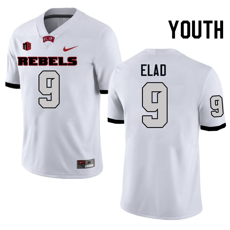 Youth #9 Jett Elad UNLV Rebels College Football Jerseys Stitched-White